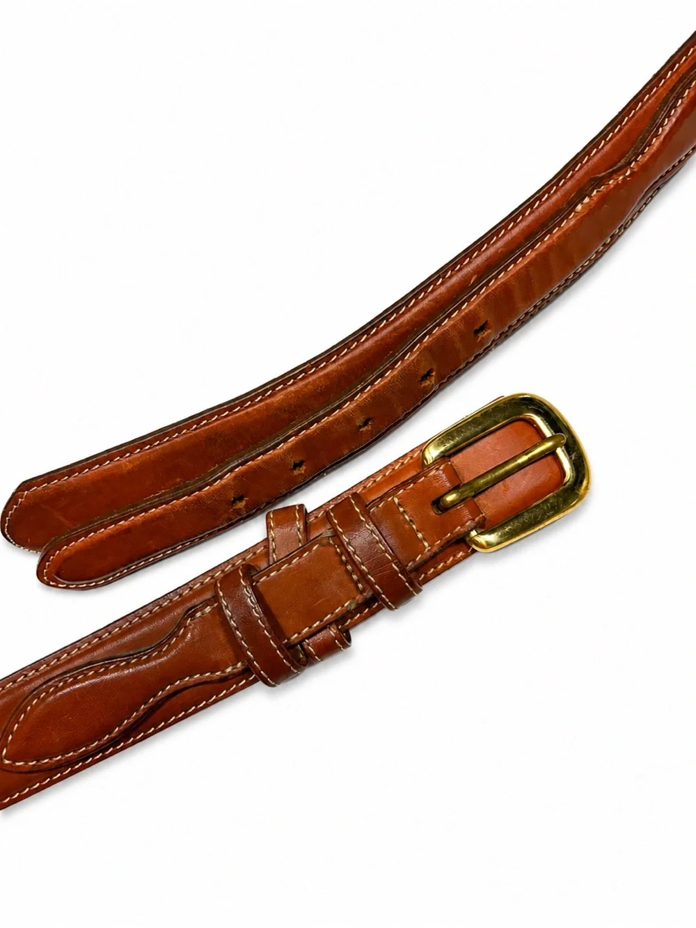 Lands' End Vintage Leather Ranger Belt featuring a distinct double-keeper 44